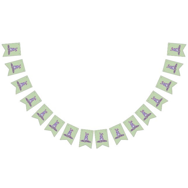 Peter Cottontail Lila Karierter Osterhof Wimpelkette (Alle)