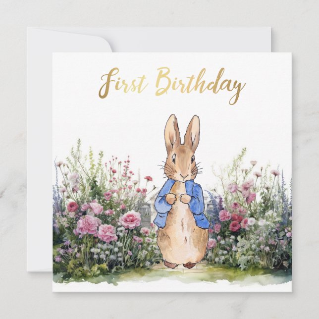 Peter das Kaninchen 1. Geburtstag Karte (Vorderseite)