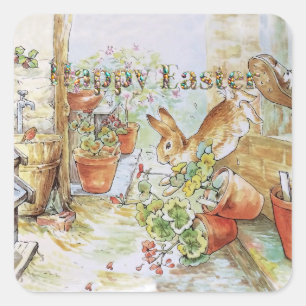 Peter das Kaninchen Happy Oaster Quadratischer Aufkleber