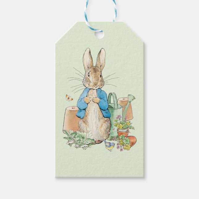 Peter das Kaninchen in seinem Garten Geschenkanhänger (Vorderseite)