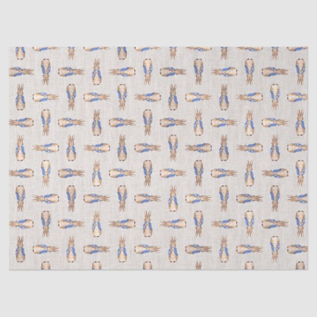 Peter das Kaninchen mit beigefarbener Leinenstrukt Seidenpapier (Vorderseite)