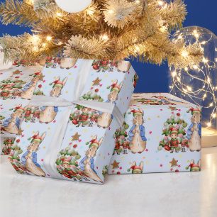 Peter das Kaninchen mit Elf und Weihnachtsbaum Geschenkpapier