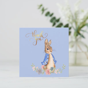 Peter das Kaninchen mit Gold Vielen Dank Text Dankeskarte