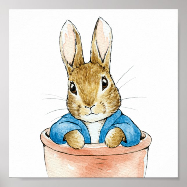 Peter das Kaninchen sitzt in einem Pflanze Pot Poster (Vorne)