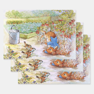 Peter das Kaninchen Tumbling in Vegie Patch Geschenkpapier Set