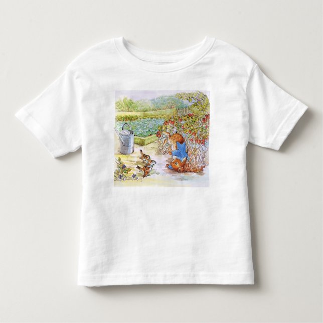 Peter das Kaninchen Tumbling in Vegie Patch Kleinkind T-shirt (Vorderseite)