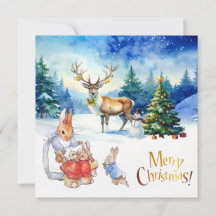 Peter das Kaninchen und ein Rentier Frohe Weihnach