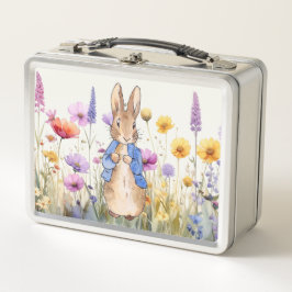 Peter der Hase mit Wildblumen Metall Brotdose