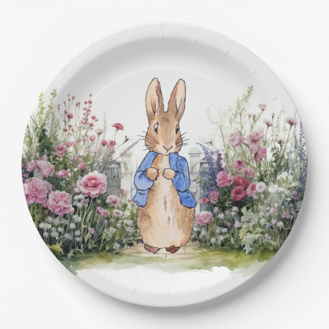 Peter der Kaninchen Aquarellgarten Pappteller (Vorderseite)