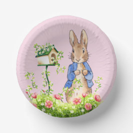 Peter der Kaninchen in seinem Garten Pappteller