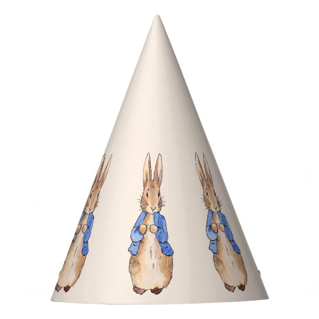 Peter der Kaninchen mit Beige Hintergrund Partyhütchen (Vorderseite)