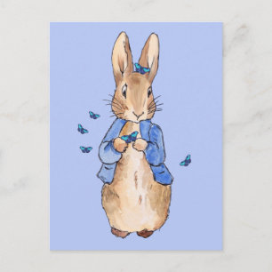 Peter der Kaninchen mit blauen Schmetterlingen Postkarte