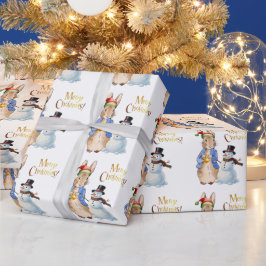 Peter der Kaninchen mit Weihnachtsmannmütze Geschenkpapier