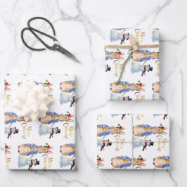 Peter der Kaninchen mit Weihnachtsmannmütze Geschenkpapier Set