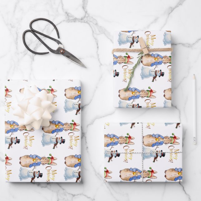 Peter der Kaninchen mit Weihnachtsmannmütze Geschenkpapier Set (Vorderseite)