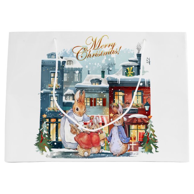 Peter der Kaninchen Weihnachts-Shopping Große Geschenktüte (Vorderseite)