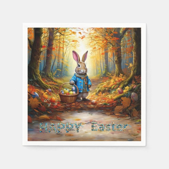 Peter der Osterhase mit Eierkörbchen Serviette (Vorderseite)