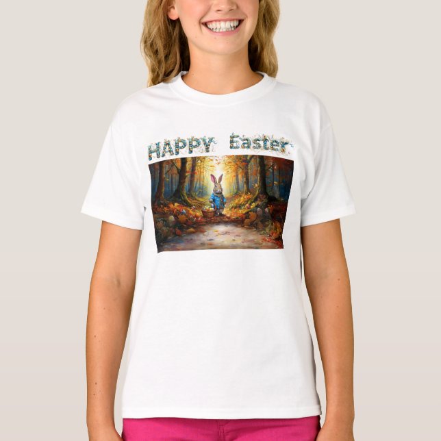 Peter der Osterhase mit Eierkörbchen T-Shirt (Vorderseite)