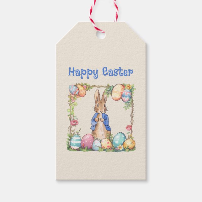 Peter der Osterkaninchen Ostereier Happy Oster Geschenkanhänger (Vorderseite)