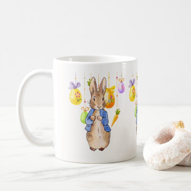 Peter der Osterkaninchen Ostereier Kaffeetasse (Mit Donut)
