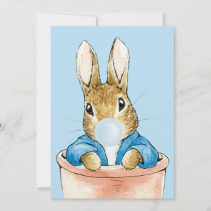 Peter der Rabbit bläst ein blaues Blasen-Kaugummi Dankeskarte