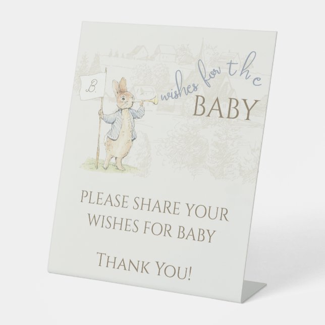 Peter der Rabbit Bunny Beatrix wünscht Baby-Signat Sockelschild (Vorderseite)