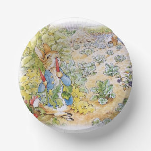 Peter der Rabbit frisst Karotte Pappteller