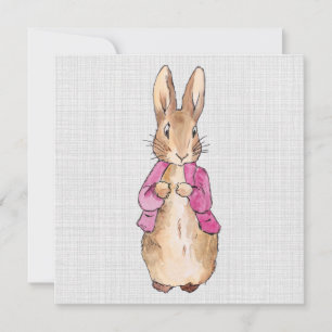 Peter der Rabbit Pink Jacket Gray Linen Dankeskarte