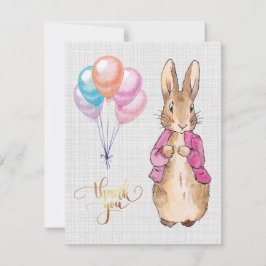 Peter der Rabbit Pink Jacket Gray Linen Dankeskarte