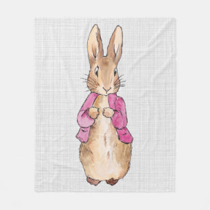 Peter der Rabbit Pink Jacket Gray Linen Fleecedecke