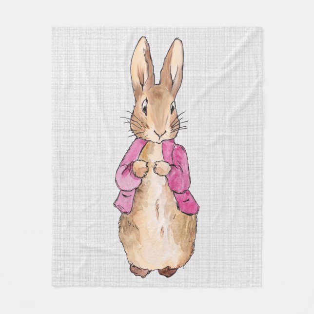 Peter der Rabbit Pink Jacket Gray Linen Fleecedecke (Vorderseite)