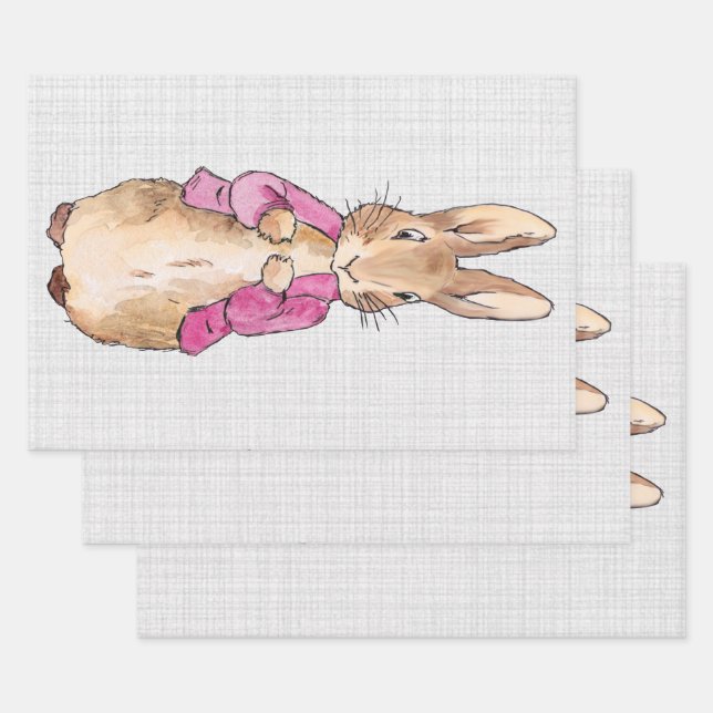 Peter der Rabbit Pink Jacket Gray Linen Geschenkpapier Set (Set)