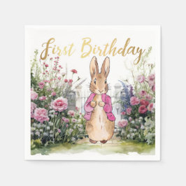 Peter der Rabbit Pink Jacket in seinem Garten Serviette