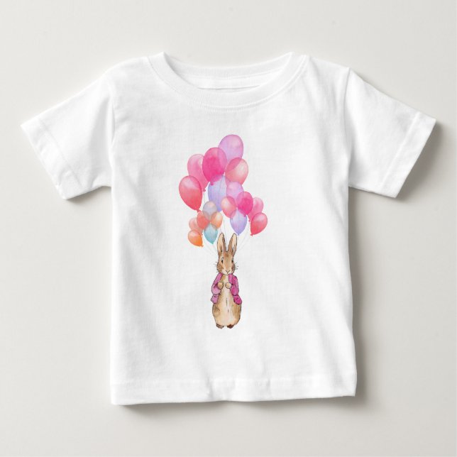 Peter der Rabbit Pink Jacket und Balloons Baby T-shirt (Vorderseite)