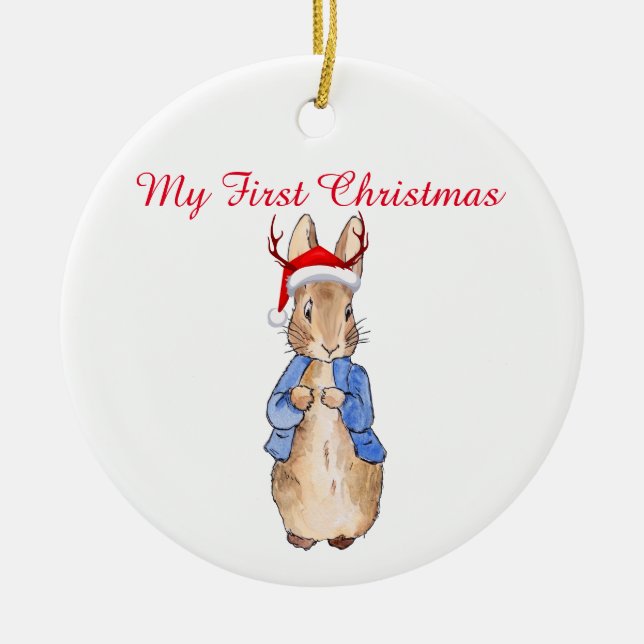 Peter der Rabbit Weihnachts-Hat Erste Weihnachten Keramik Ornament (Vorne)