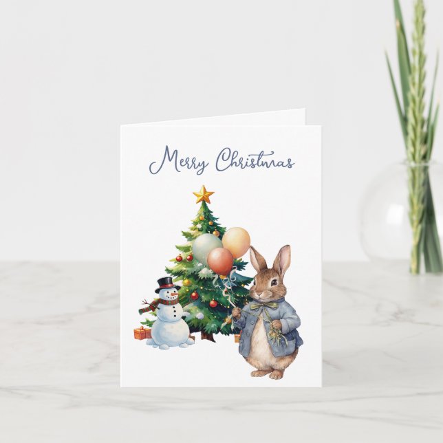 Peter der Rabbit Weihnachtsbaum Feiertagskarte (Vorderseite)