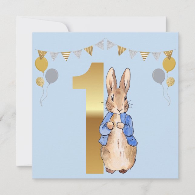 Peter der Rabbit zum ersten Geburtstag Dankeskarte (Vorderseite)