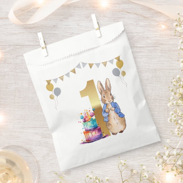Peter der Rabbit zum ersten Geburtstag Geschenktütchen (Ausgeschnitten)