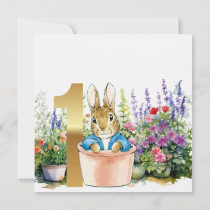 Peter der Rabbit zum ersten Geburtstag in einem To Einladung
