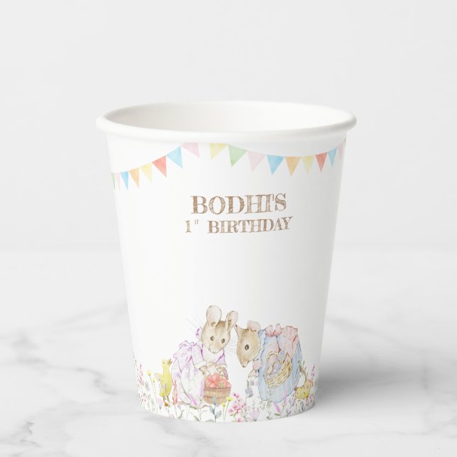 Peter der Rabbit zum ersten Geburtstag Pappbecher (Vorderseite)
