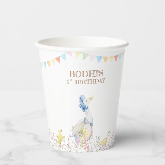 Peter der Rabbit zum ersten Geburtstag Pappbecher (Vorderseite)
