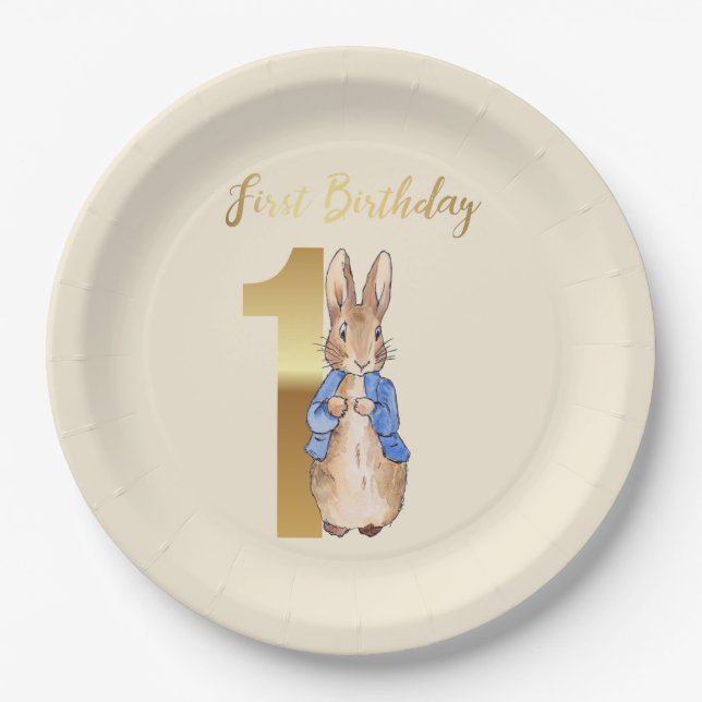 Peter der Rabbit zum ersten Geburtstag Pappteller (Vorderseite)