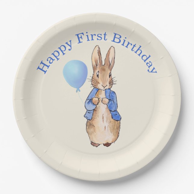 Peter der Rabbit zum ersten Geburtstag Pappteller (Vorderseite)