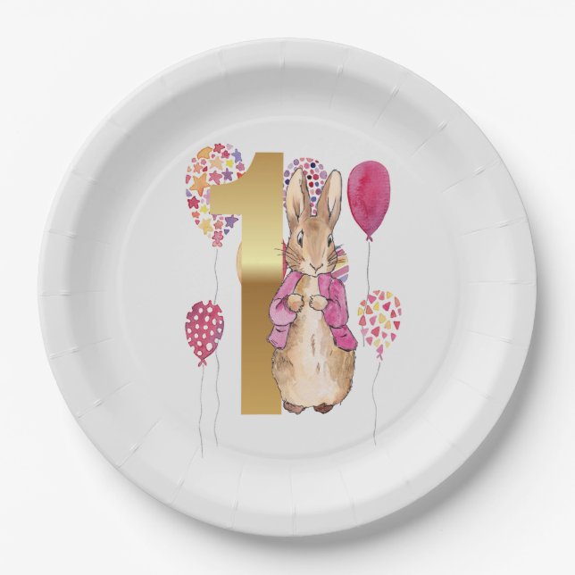 Peter der Rabbit zum ersten Geburtstag Pappteller (Vorderseite)