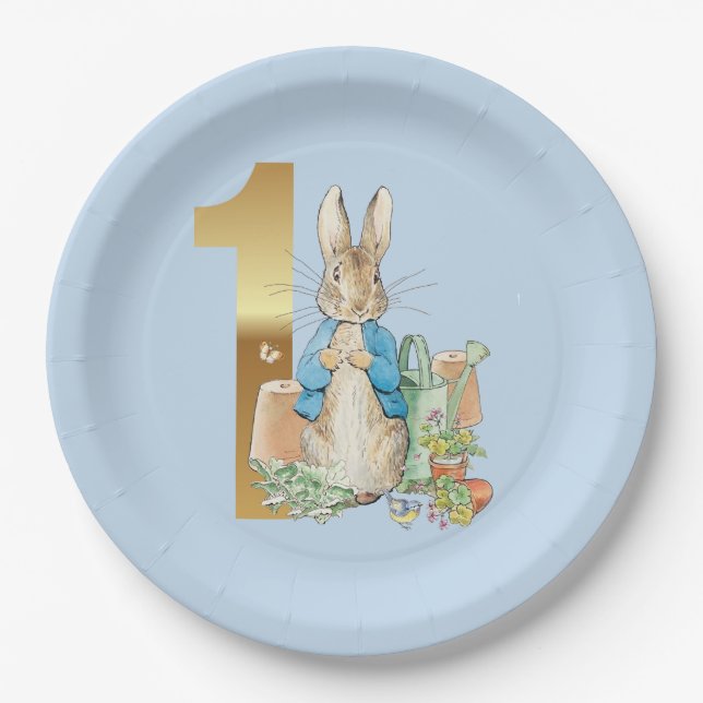 Peter der Rabbit zum ersten Geburtstag Pappteller (Vorderseite)