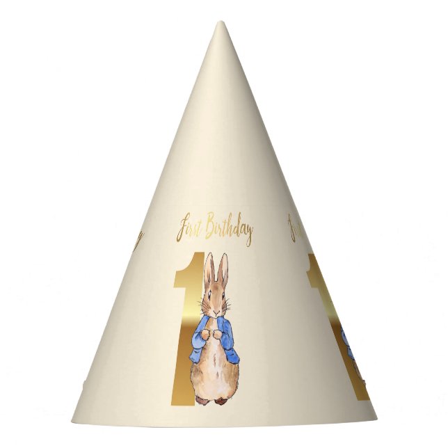 Peter der Rabbit zum ersten Geburtstag Partyhütchen (Vorderseite)
