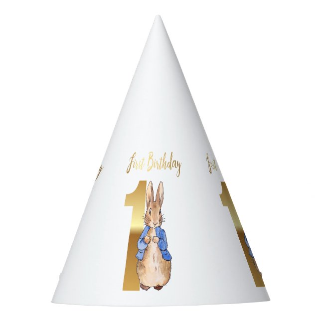 Peter der Rabbit zum ersten Geburtstag Partyhütchen (Vorderseite)