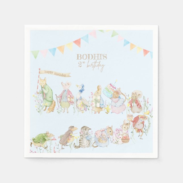 Peter der Rabbit zum ersten Geburtstag Serviette (Vorderseite)