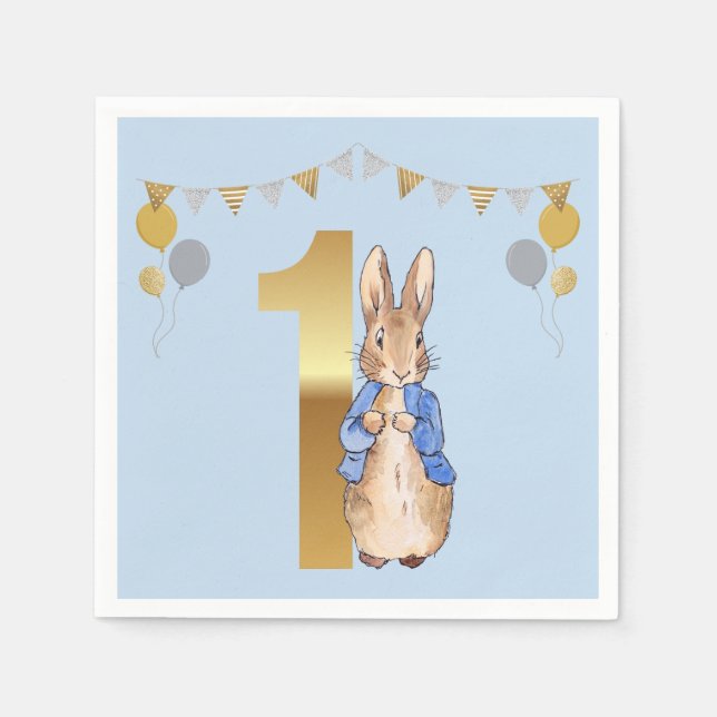 Peter der Rabbit zum ersten Geburtstag Serviette (Vorderseite)