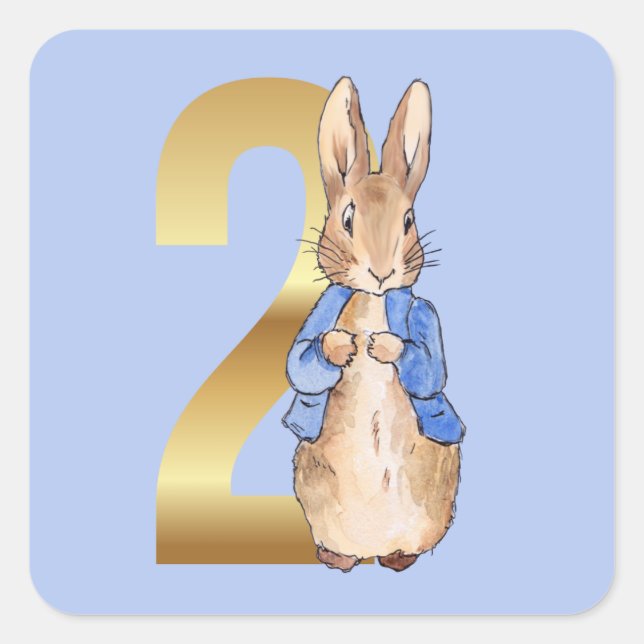 Peter der Rabbit zum zweiten Geburtstag Quadratischer Aufkleber (Vorderseite)